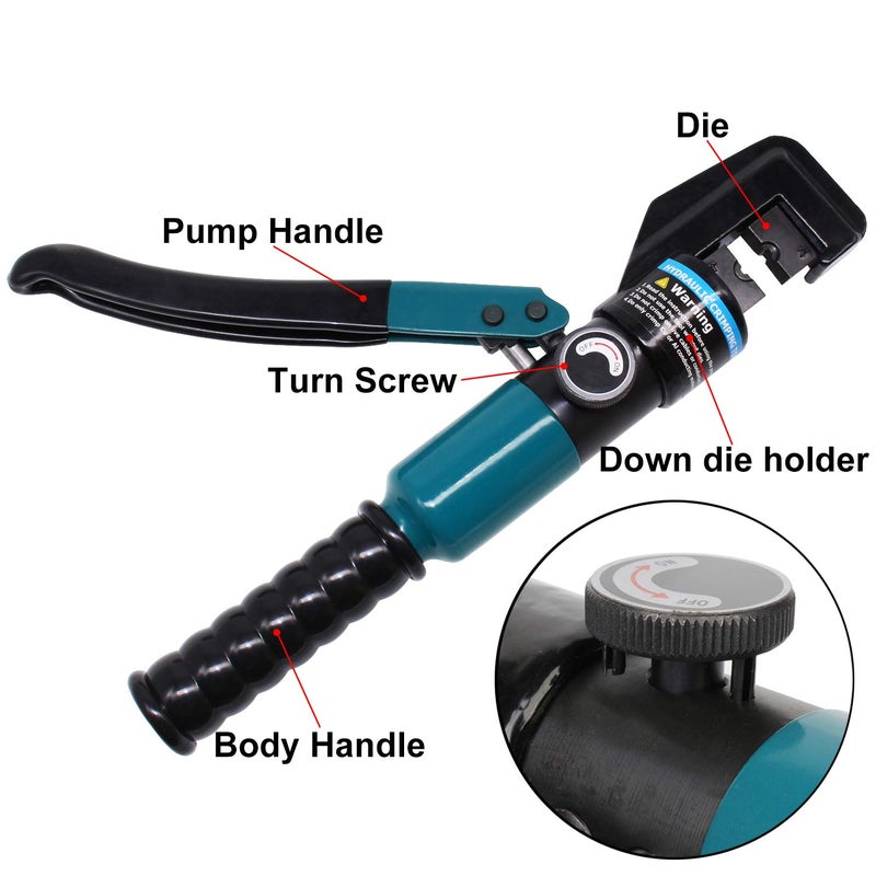 BLIKA 10 Ton Hydraulic Crimping Tool and Cable Cutter, Hydraulic Wire Battery Cable Lug Terminal Crimper Crimping Tool with 11 Dies, Wire Swaging Tool for 1/8" to 3/16" Cable Railing Hardware - Image 2